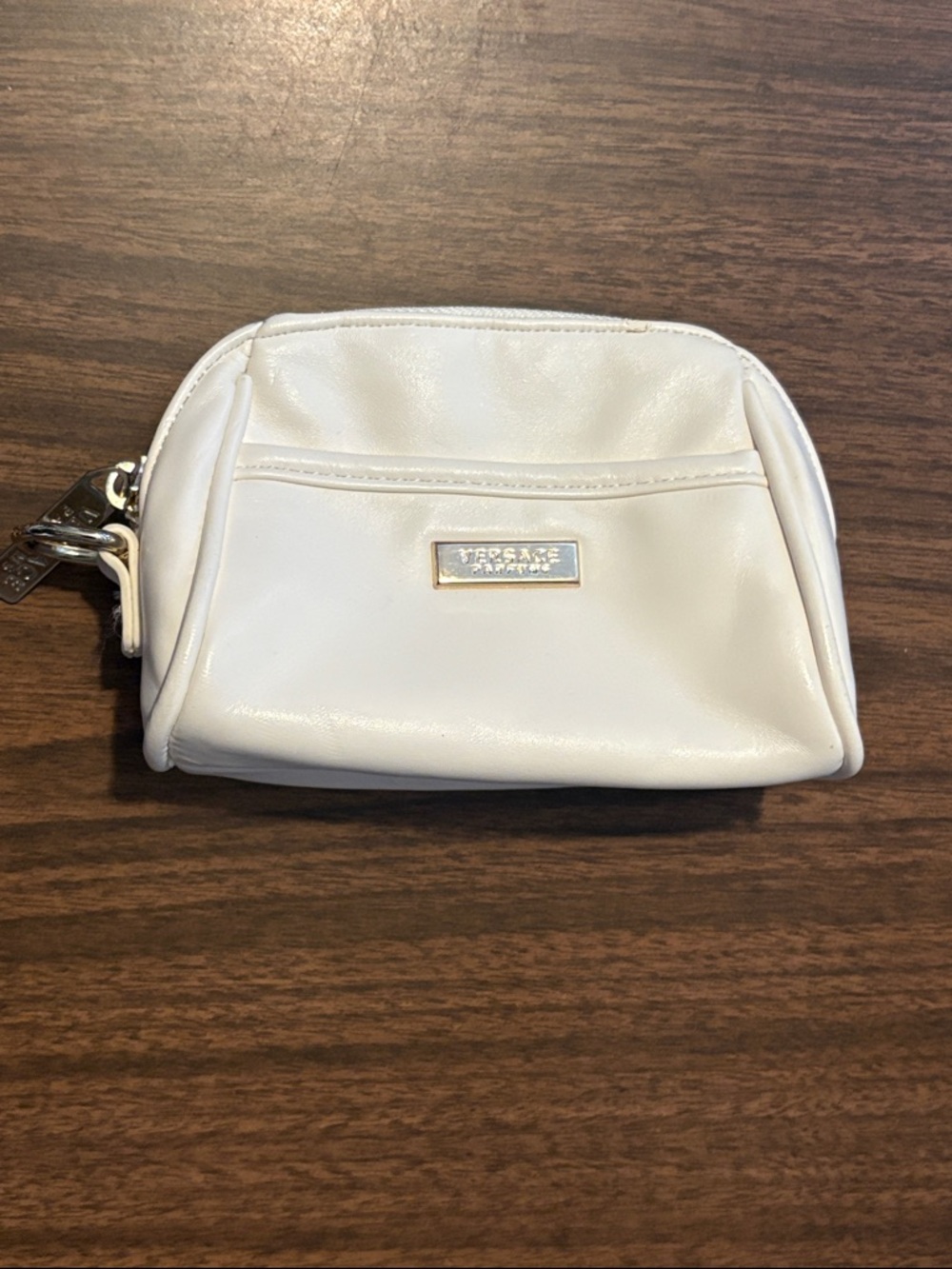 Versace Mini White Faux Leather Cosmetic Case